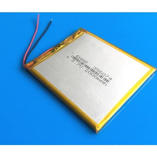 3.7V 2000mAh lipo polymer lithium rechargeable battery 356074 Cells for MP3 GPS Camera DVD power bank Tablet PC keyboard PAD PSP