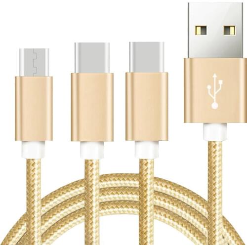 3 in 1 USB cable for apple Android Type-C MicroUSB Nylon braided data charging cable for apple 12 samsung huawei honor