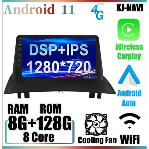 9 inch Android 11 For Renault Megane 2 2002-2009 DVD 6+128GB CARPLAY Car Radio Auto GPS Navigation Multimedia NO DVD WIFI