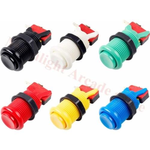 6Pcs/Lot American Style Standard Arcade Buttons Switchable Happ Type 30mm Push Button 3/16" Terminal for Jamma Mame Kit Parts