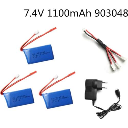 7.4V 1100mAh 25C LiPo Battery+charger for WLtoys A949 A959 A969 A979 V912 V913 V353 k929 V262 L959 T23 T55 F45 Helicopter 903048