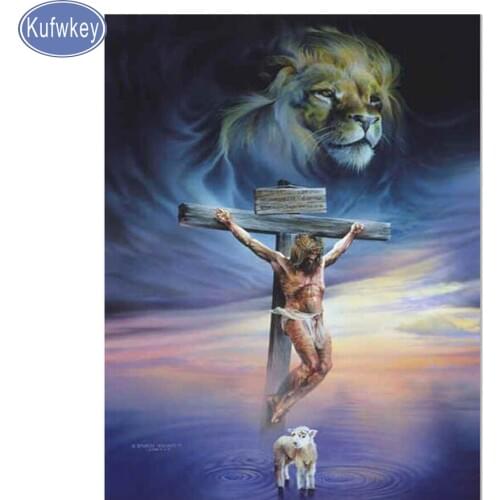 Diamond Embroidery lion Religion Jesus 5D DIY Diamond Painting Good Friday Full Square Drill Of Rhinestone painting Mosaic icons