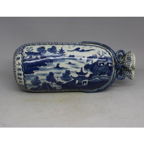 Antique QingDynasty porcelain pillow,Blue and white Landscape,hand-painted crafts,Decoration,Collection&Adornment,Free shipping