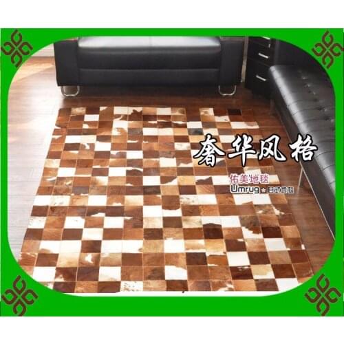 Free shipping via DHL 100% natural genuine cow leather carpet tile