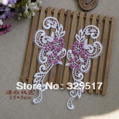 Free shipping Two-color water soluble garment clothes dress applique patches accessories, 5cm*15cm,XERY2th178