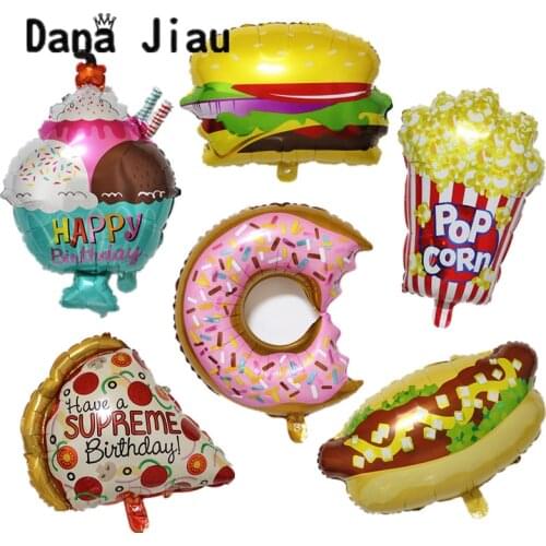 Big Hamburg Ice Cream Popcorn Cake Donut Pizza Food Balloon Birthday Party Decoration Cake Shop Inflatable Balloons