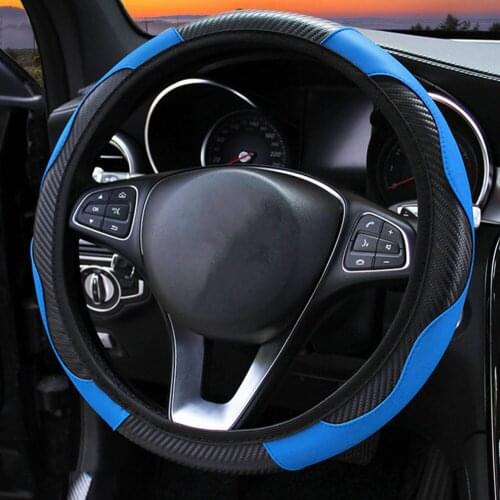 38CM Car Steering Wheel Cover without Inner Ring Elastic Belt Handle Cover Carbon Fiber Sports 16 Micro Fiber Leathe 60 Lcyonger