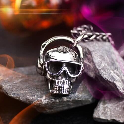 Skull headphones pendant Hip-hop stainless steel necklace for Men High quality Jewllry mygrillz
