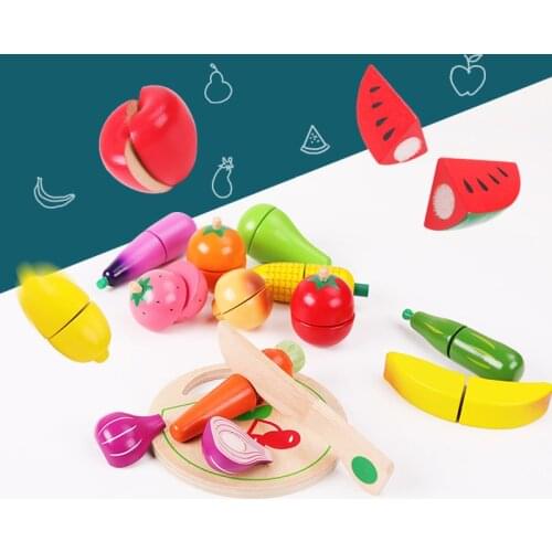 Wooden Classic Game Simulation Kitchen Series Toys Cutting Fruit Vegetable Set Toys Montessori Early Education Gifts
