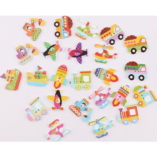 Wholesale 25pcs Mixed Style Transport Wooden Buttons For Handmade Craft Fit Sewing And Scrapbooking Accessories 2 Holes