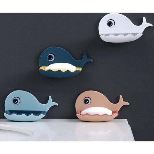 Fish Shaped Soap Holder Shower Soap Shelf Bath Soap Box Vertical Suction Cup Laundry Soap Dish Storage Tray Bathroom Supplies