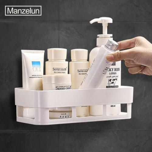 Bathroom Storage Holders & Racks Shower Organizer Cosmetic Storage Basket Wall Mount Drainage Design Punch-Free Holder