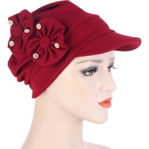 Head Cap Elastic Breathable Polyester Women Headwear Flowers Cap for Holiday Outdoor sports wear