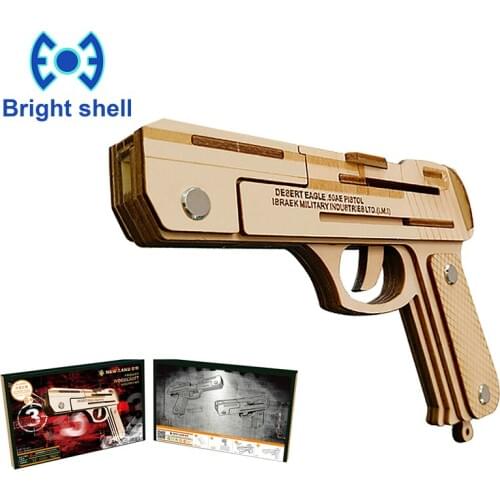 Creative pistol DIY Laser Cutting 3D Wooden Puzzle Learning Educational Toy Game Assembly Toys for Children Jigsaw Kids Toys