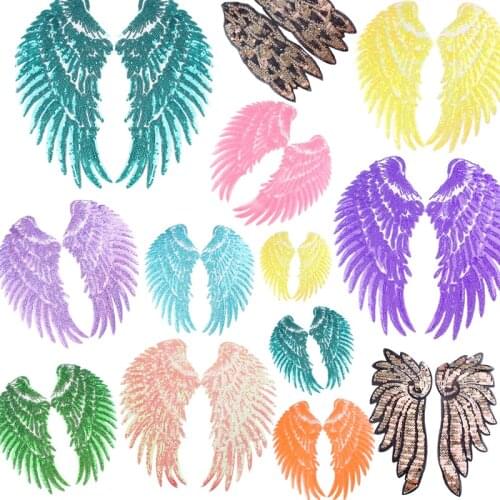 Sequin Wing Patch Large Sequins Angel Wings Patches On Clothes Sew On Patches For Clothing Feather Patch For T-shirt Dress