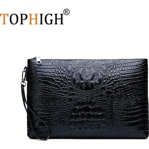 TOPHIGH Fashion Womens Clutch Bag Solid Color Envelope Bag Crocodile Pattern Bag Large Capacity Waterproof Clutch Bag