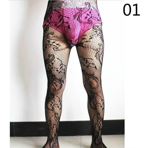 Night Club Man Pantyhose Mens Collants Cool Net Tights Exotic Male Body Stocking Guy Underwear Sexy Lingerie Black Strumpfhose