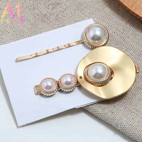 2 Pcs New Fashion Women Girls Gold Color Metal Leaf Hair Clips Simulated Pearl Hairpins Set 2019 Barrette Headbands Accessories