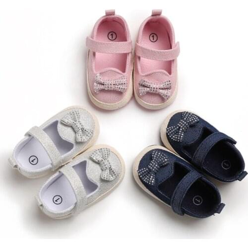 Canvas infant girl baby soft bottom first walker infant bow newborn shoes soft soles slip baby toddler shoes