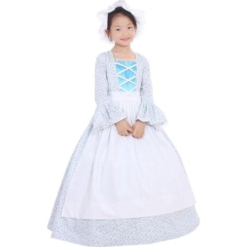 Medieval Renaissance Retro Girls Maid Dress Women Party Dress With Hat Maiden Costume Custom Made Any Size L320