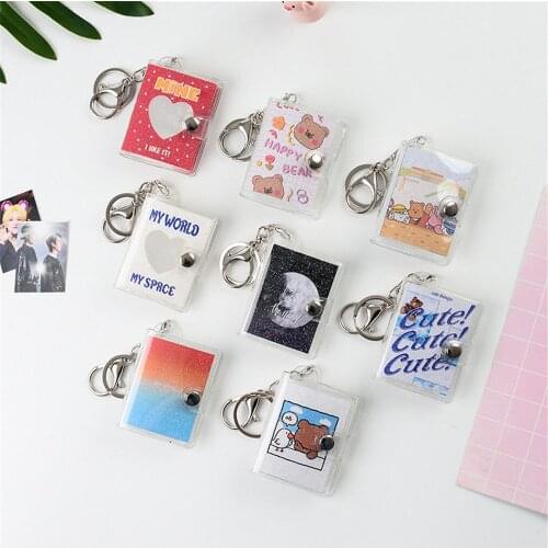 Cute Cartoon 2 Inch Photos Holder 20 Pockets Photo Album for Mini Photo Portable Key Chain Key Ring Card Holder Birthday Gifts