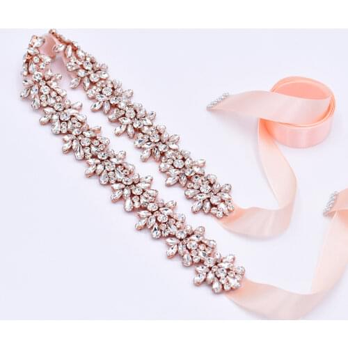 TRiXY S269-RG Rose gold Crystal Rhinestone Wedding Belt Diamond Bridal Belt bridal sash rose gold Rhinestones wedding belt Sash