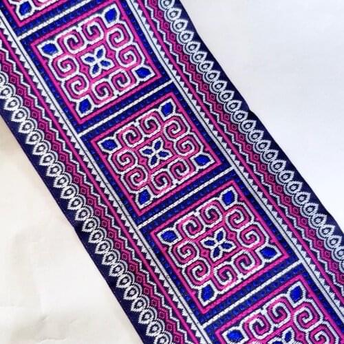 5yard hmong embroidery jacquard woven webbing lace trim 10cm dress collar ribbon tape ethnic tribal nepal thai india boho DIY