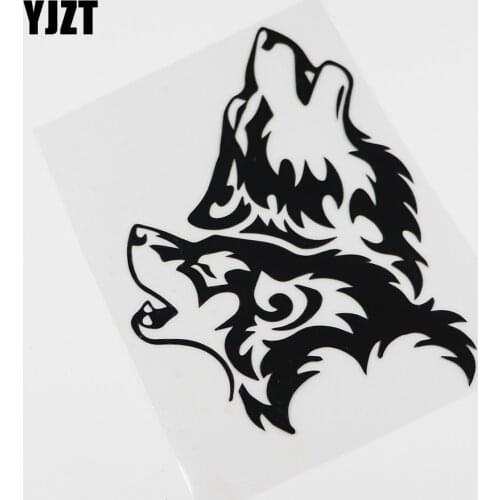 YJZT 12.4CMX16.7CM Two Wolves Wolf Head Tribal Southwestern Decals Vinyl Car Sticker 13C-0075
