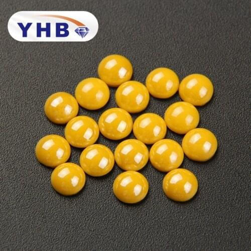 YHB Citrine Ceramic Half Round Flatback Pearl Beads hotfix good polished for DIY Nail art Clothing ingredients