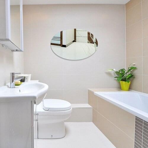 Mirror Tile Wall Sticker Self Adhesive Reflective Bathroom Decor Stick