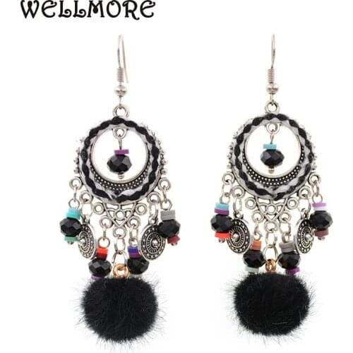WELLMORE 2017 new style crystal &ball earrings long earrings for women E171015-1