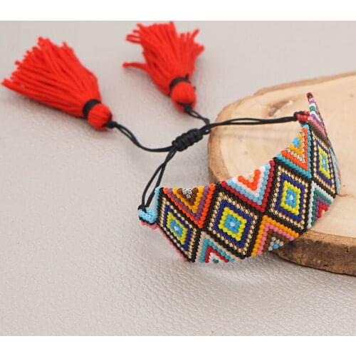 Go2boho Bead Woven Bracelet Femme Handmade Wrap Pulsera Geometric Patterns Jewelry Tassel Jewellery Boho Ethnic Miyuki Bracelets