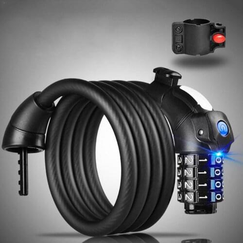 1.5m LED Anti Theft Bike Lock Steel Wire Safe Bicycle Cable Lock MTB Mountain Road Bicycle