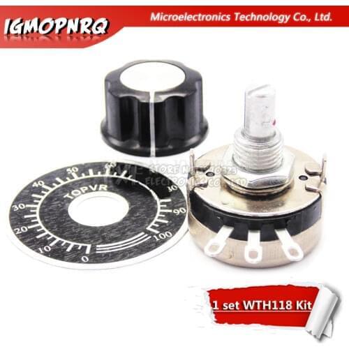 1 set WTH118 DIY Kit Parts 2W 1A Potentiometer 1K 2.2K 4.7K 10K 22K 47K 100K 470K 1M MF-A03 + WHT118 + 0-100 wth