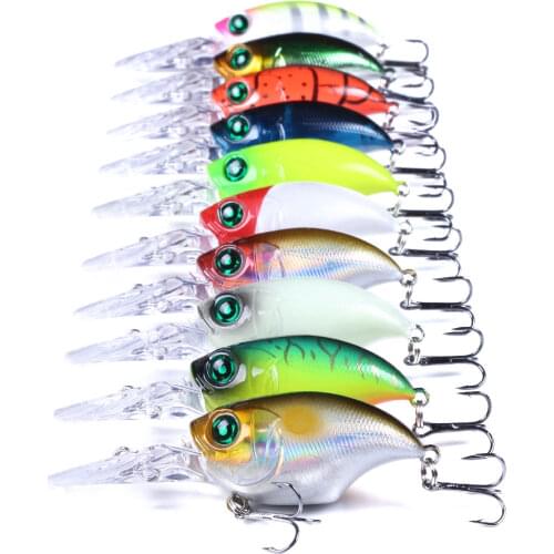 10pcs Floating Long Tongue crankbait Fishing Lures wobbler 7.5cm/11g Jerkbait trolling Bass Pike Artificial Bait carp Fishing