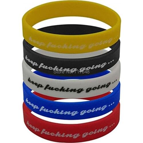 100pcs Motivational Inspirational Quotes keeping lucking going wristband silicone bracelets free shipping by ePacket A