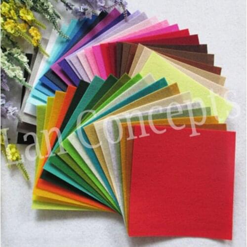 15X15cm DIY Polyester Felt Fabric Sheets Non-woven Sheet for DIY gift crafts - 42pcs/lot mixed color free shipping