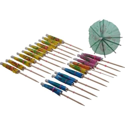 24 Mixed Paper Cocktail Umbrellas Parasols Party Drinks