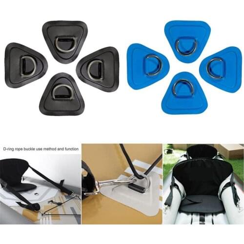4pcs Inflatable Boat Kayak D-Ring Pad Patch PVC Marine D-Ring Pad Stainless Steel Fixed Buckle for Stand Up Paddle Board