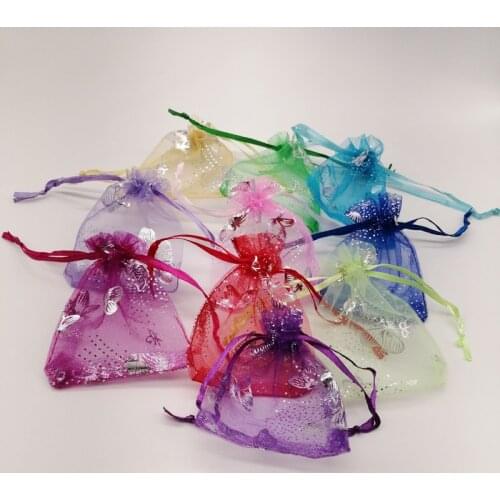 500Pcs Butterfly Organza Bags 7x9 9x12 11x16 13x18 Butterfly Gift Bags for Jewelry Packaging Bag Storage Display Drawstring Bag