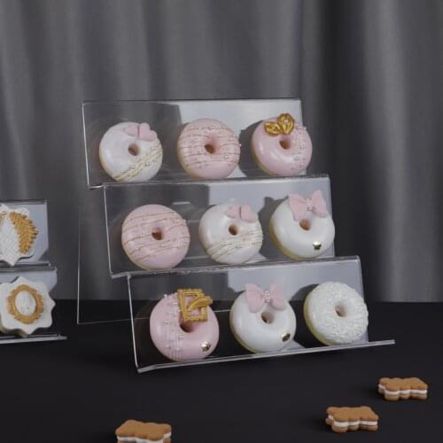 Acrylic 2/3 Tier Donuts Plates Donut Display Stand for Wedding Birthday Baby Shower Party Doughnut Biscuit Wall Holder Tableware