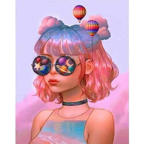 Diamond Painting Full Of Diamond Cartoon Anime Glasses Girl Living Room Dining Room Bedroom Handmade Diamond Cross Stitch