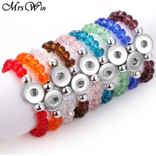 New Snap Bracelet for women Summer Round Glass Beads Button Bracelet Fit 18MM Snap Jewelry