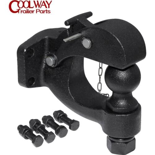 Matte Black Pintle Hook Hitch With 2" Ball Towing Heavy Duty 5 TON Car Towbar RV Parts Camper Caravan Motorhome Accessories