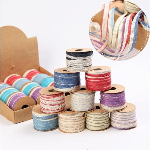 25meters 1cm Wide Jute Burlap Wired Ribbon for Gift Wrapping, Crafting, Decoration and DIY Projects