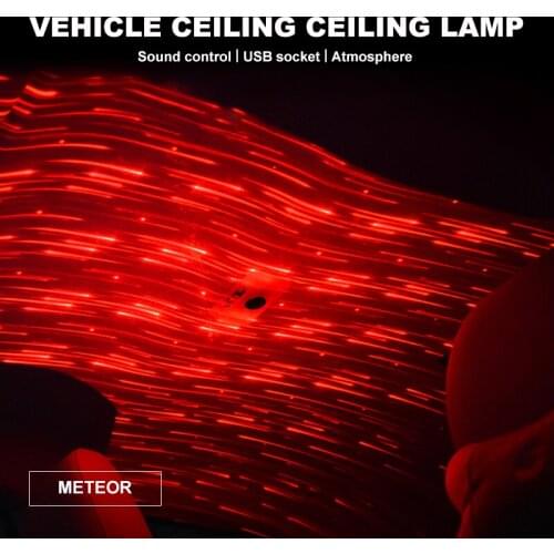 FISHBERG Car USB Atmosphere Ambient Star Light Car Roof Night Light Projector Remote Control Spotlight Voice Control LED Light