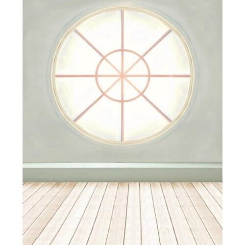 5x7ft Wooden Floor Round Window Photography Backdrops Photo Props Studio Background