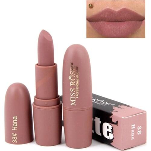 MISS ROSE Lipstick Matte Waterproof Velvet Lip Stick 25 Colors Sexy Red Brown Pigments Make up Matte Lipsticks Lips Makeup
