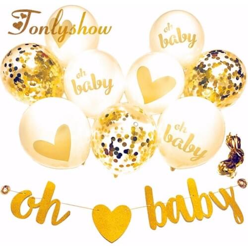 Hot Its a girl Boy Oh Baby Printed Balloon With Gold Glitter Shiny For Home Birthday Party Baby Shower Decoration Banner