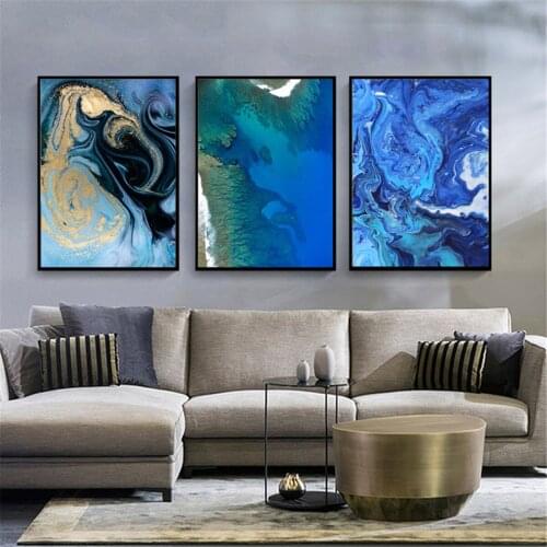 Print Canvas Green Blue Abstract Poster Canvas Print Painting Wall Art Living Room Home Decoration